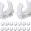 PEX Clips Pipe Clamp 1 Inch, 20 Pack 25 mm Pipe Hangers Pipe Holder PEX Tubing Clamps PVC Water Pipe Support, Plastic U-Shaped PVC Pipe Clamps Tools With Screws, White