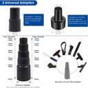 11 PCS Universal 1 1/4 Inch Vacuum Attachments Kit for Shop Vac Accessories with Vacuum Brush Attachments, Flexible Crevice Tool, Hose Adapters for 2 1/2" to 1 1/4" and 1 7/8" to 1" Hoses