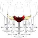 Wine Glasses Set of 12, 12oz Clear Red/White Wine Cup, Long Stem Wine Glasses for Party, Wedding and Home, 12 Count
