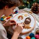 QZAVIRE Nativity Scene Embroidery kit, Christmas Cross Stitch Kit with Wooden Hoop All-Inclusive Supplies Easy Embroidery Starter for Beginners Adults Holiday Home Decor DIY Hand Gift