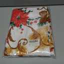 SASTYBALE Christmas Tablecloth Rectangle, Jacquard Fabric Christmas Table Cloth with Poinsettia Flowers, Spillproof Table Cover for Winter Holiday Dinner Decor (Rectangle, 60" x 84")