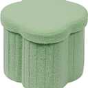 B FSOBEIIALEO Storage Ottoman Cube, Flowers Shaped Ottomans with Storage Foot Stool Footrest for Lving Room, Boucle Ottoman Seat for Dorm Room,Faux Teddy Fur, Green 12.6"x12.6"x12.6"