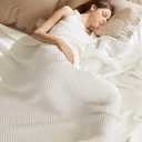 Bedsure 100% Cotton King Size Blanket for Summer, Ultra Soft Waffle Weave King Blanket for Bed, Lightweight Thin Woven Breathable Bedding Gifts for Women, Men, Kids, Ivory, 108" x 90"