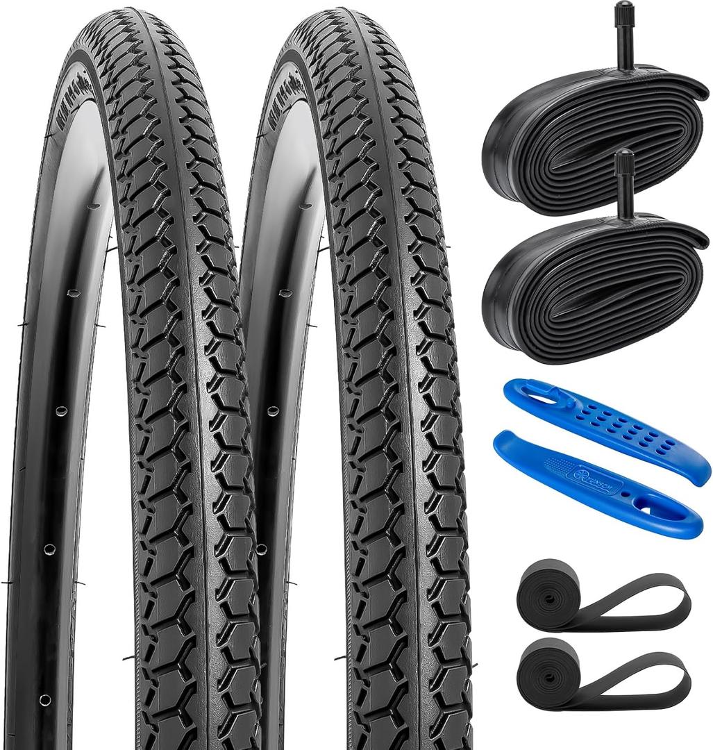 YUNSCM 2-PCS 27 inch Bike Tires 27x1 3/8 (37-630) Compatible with 27x1 3/8 27x1 3-8 Road Bike Bicycle Tires (Y-1006)
