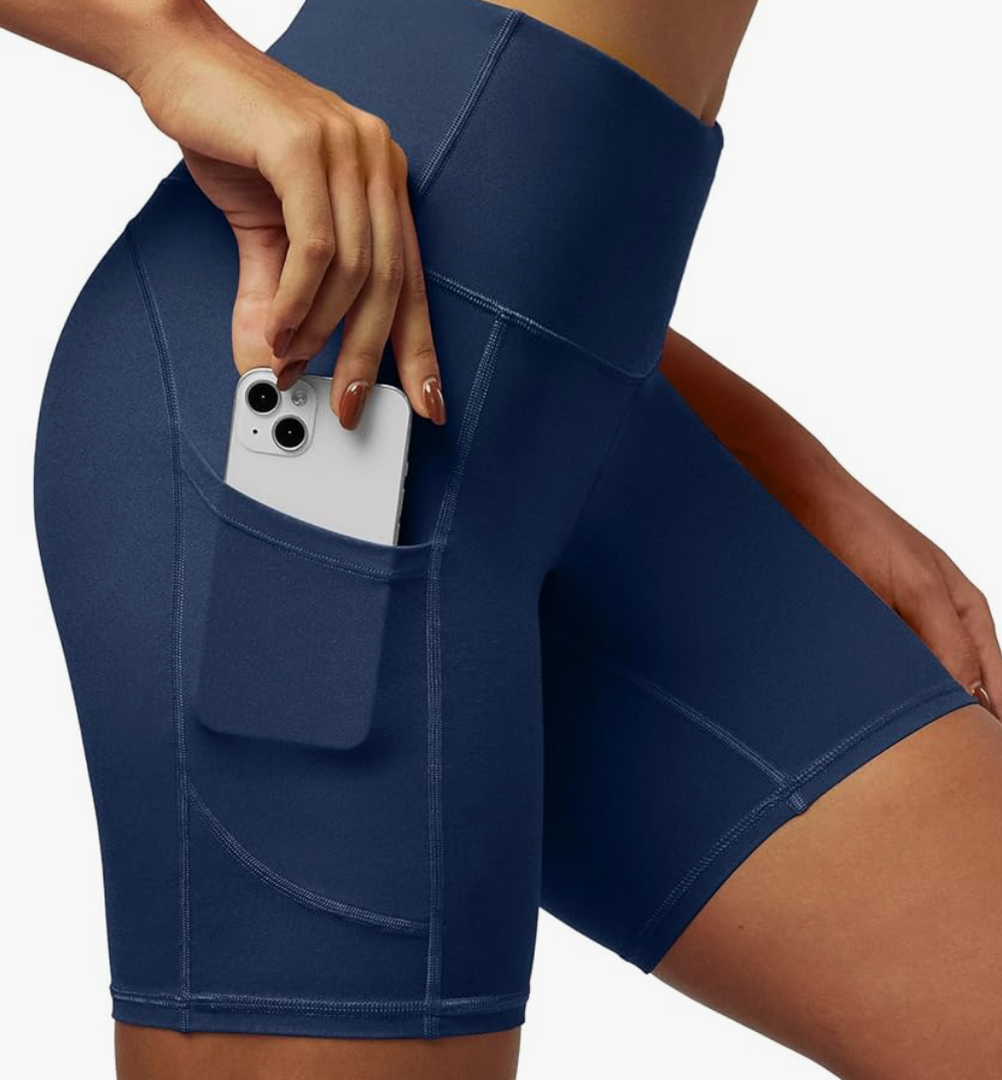 IUGA Biker Shorts Women 6" Tummy Control Workout Shorts Women with Pockets High Waisted Yoga Running Gym Spandex Compression L