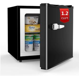 COWSAR Compact Mini Freezer, 1.2 Cu.Ft Small Upright Freezers with Handle, Removable Shelves, Adjustable Thermostat, Low Noise Stand up Congelador for Home, Office, Black