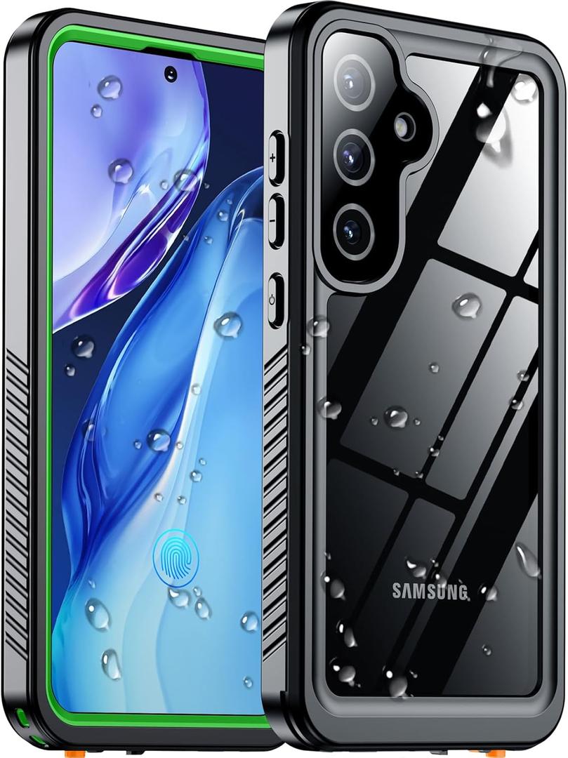 Temdan Designed for Samsung Galaxy S25 Plus Case Waterproof, Built-in Lens & Screen Protector Military Shockproof Dropproof IP68 Underwater Full Body Phone Case for Galaxy S25 Plus 6.7"-Green (2025) (Green/Clear)