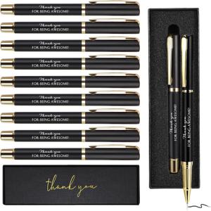 PerKoop 30 Set Thank You Pen Employee Appreciation Graduation Ballpoint Pen with Engraved Inspirational Quotes with Box for Nurse Appreciation Week Teacher Office Black Ink(Black,Awesome)