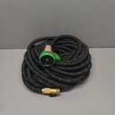 PowerFlow Garden Hose, NON-EXPANDABLE 50 Feet Premium Quality Stainless Steel Metal Water Hose with Durable Fabric Skin, Hose For Commercial, Residential Use, Bonus 10-way Spray Nozzle (50 Ft, Black)