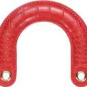 uxcell U-Shaped Leather Bag Handle Replacement Leather Purse Handles with Iron Grommets for Clutch Bag, Handcrafted Bag Accessories, (Red)