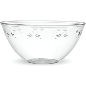 PLASTICPRO Disposable Round Serving Bowls, Party Snack or Salad Bowl, Medium, Plastic Crystal Clear Pack of 4