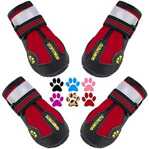 QUMY Dog Shoes for Large Dogs, Medium Dog Boots & Paw Protectors for Winter Snowy Day, Summer Hot Pavement, Water-Resistant in Rainy Weather, Outdoor Walking, Indoor Hardfloors Skid-Resistant Sole, Size 4