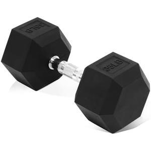 Fitvids Hex Dumbbells Rubber Coated Hand Weights for Exercises and Fitness, Single​s, 35LB
