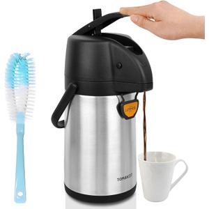 Airpot Coffee Dispenser Thermal with Pump,1.9L/64 Oz Insulated Stainless Steel Large Airpot Coffee Carafe Lever Action for Hot/Cold Water,Thermal Carafe for Hot Cocoa for Parties