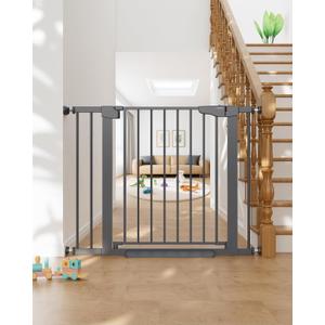 Cumbor 30-40.6 in Baby Gate for Stairs and Doorways, Dog Gate Cool Gray