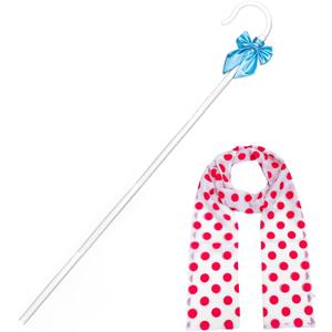 Shepherd Staff and White Costume Stockings with Blue Bows, Bonnet and Cane Set for Women Girls Halloween Party Dress Up