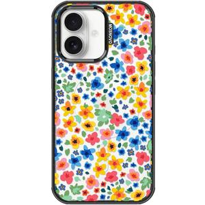 MOSNOVO Magnetic Case for iPhone 16 Plus, 10ft Military-Grade Protection, Compatible with Magsafe, Shockproof Phone Case for iPhone 16 Plus - Little Flowers - Clear Black