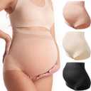 Momcozy Women's Maternity High Waist Underwear Pregnancy Soft Seamless Maternity Underwear Over Bump Medium