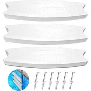 3PCS 18" Universal Pool Ladder Steps Replacement,Heavy-Duty Molded Plastic Swimming Pool Ladder Rung Step with 6PCS Stainless Steel Bolts,Fit for Most Above-Ground and In-Ground Pools,White