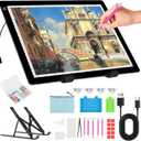 A4 Light Board for Diamond Painting - Tracing Light Box with Stand, Stepless Dimmable 3 Levels Brightness Light Pad, Ultra-Thin LED Light Pad for Weeding Vinyl, Drawing, Diamond Painting