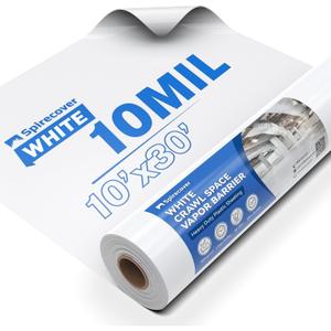 White 10 Mil Plastic Sheeting, 10x30', Crawlspace Vapor Barrier