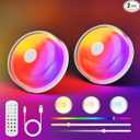 Funlenry Rechargeable Shower Light No Wiring - 15 Color Changing Mood Light for Shower Bathroom Closet Bedroom Livingroom, 2 Pack