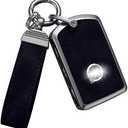 YO&YOYE Compatible with Volvo Key Fob Cover with Keychain Leather Key Case Protector for Volvo XC90, XC60, XC40, S60, S90, V60, V90, Polestar 1, Polestar 2, Black