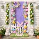 Happy Easter Door Cover Banner 70.87 x 35.43 Inch, Spring Easter Bunny Eggs Welcome Porch Banner, Vertical Easter Door Banner Decoration for Front Door Indoor Outdoor Party Decor