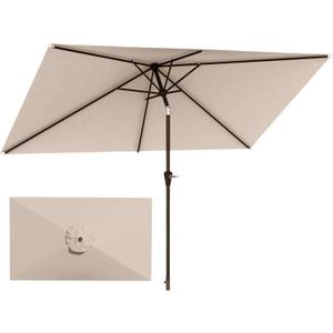 6.5'x10' Rectangular Patio Outdoor Umbrella,Large Coverage with Push-Button Tilt & UV Protection,Sturdy Ribs for Deck,Lawn,Pool,Backyard