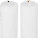 2 Pack 3x6 Inch White Unscented Pillar Candles - 70 Hour Long Burning Dripless Smokeless Candles for Home Decor Weddings Festivals Spa Meditation