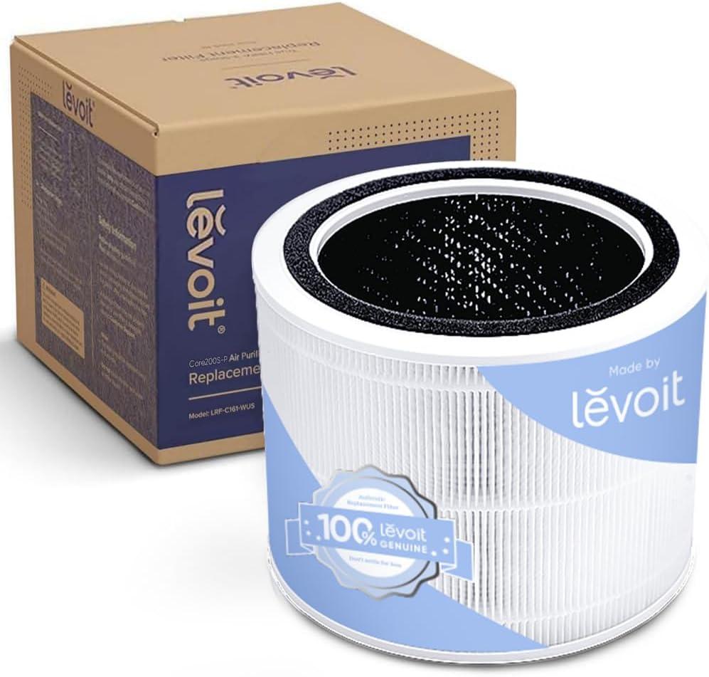 LEVOIT Core 200S-P Replacement Filter, Genuine Core 200S-RF Air Purifier Filters, Supports HEPA Sleep Mode, High-Efficiency Activated Carbon for Removal of Smoke, Odor, Allergens, Pollen, 1 Pack