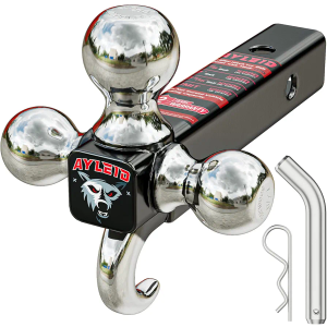 Ayleid Trailer Hitch Tri-Ball Mount with Hook & Pin Balls Sized 1-7/8, 2 & 2-5/16 inches, Tow Hitch, Silver