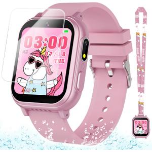 Waterproof Smart Watch for Kids Gift for Girls Age 512 with 32 Games, Dual Camera, Habit Tracking, Music Player, Video, Alarm Clock, HD Touchscreen Kids Smart Watch Birthday Toys for 312 Year Old