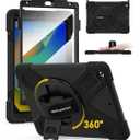 BRAECN for iPad 9th Generation Case, iPad 10.2 Case with Built in Screen Protector, Hand Strap, Swiveling Stand, Shoulder Straps, Heavy Duty Rugged Case for iPad 8th/7th Gen 10.2 Inch-Black