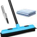 KeFanta Rubber Broom Carpet Rake for Pet Hair Removal, 51" Long Handle Fur Remover Broom with Squeegee, Pet Hair Broom for Carpet, Hardwood Floor, Tile
