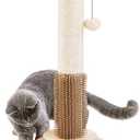 Made4Pets 23" Tall Sisal Cat Scratcher Post with Self Groomer, 4-in-1 Interactive Trackball Toys, Vertical Climbing Tree with Dangling Balls