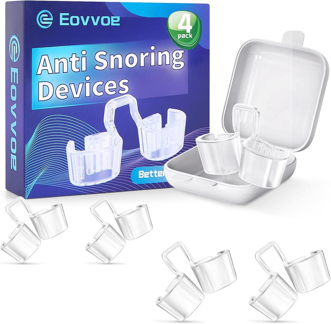 Anti Snoring Devices with 3-Gear Adjustable Design, Snore Stopper for Snoring Solution, Increases Airflow - 4 Pack