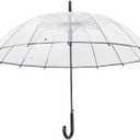 Stylish Stick Umbrella Collection, Transparent,  Automatic Opening, 47in
