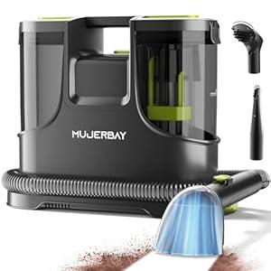 Carpet Cleaner Shampooer, MUJERBAY 15Kpa Portable Spot and Stain Cleaner, Easy Move with Handle, 1.5-inch Deep Cleaning Machine for Couch, Stairs, Car and Pet Messes.3.27-26