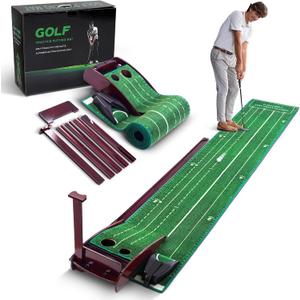 Golf Putting Green for Indoors - Putting Mat with Automatic Ball Return Machine, Mini Golf Pratice Training Equipment at Home or Office, Birthday for Golfs Lovers Golfer Man, 300 cm x 51.5 cm