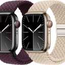 2 Pack Magnetic Bands Compatible with Apple Watch Band 49mm 46mm 45mm 44mm 42mm 41mm 40mm 38mm for Women Men,Stretchy Nylon Braided Sport Loop Wristband for iWatch Series 10 9 8 7 6 SE 5 4 3 Ultra 2 1
