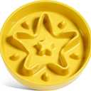 LE TAUCI Slow Feeder Dog Bowls Ceramic, 1.5 Cups Dog Food Bowl, Puppy Slow Feeder Dish for Fast Eaters, Star Yellow