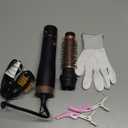 Round Hair Blow Dryer Brush - 1.2 Inch Ceramic Barrel Hair Dryer Brush for Short/Middle Hair, One Step Drying, Volumizing, Straightening and Styling, Negative Ionic Dryer Brush (Black-Golden, 1.2)