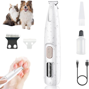 Dog Paw Trimmer,Furry Basics Pet Hair Trimmer,Saffory Dog Paw Trimmer with LED Light,Low Noise USB Rechargeable,Waterproof Pet Hair Shaver for Dogs and Cats