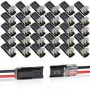 30PCS Double Wire Plug in Connector,Pluggable Low Voltage Wire Connector with Locking Buckle,Quick Disconnect Led Light Strip Connectors 2 Pin,No Wire Stripping Cutting 18-22AWG