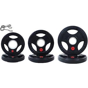 Fitvids Olympic 2-Inch Cast Iron Plate Weight Plate for Strength Training and Weightlifting, Rubber Coate Style, 35LB Set