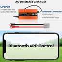 12V 24V 36V 48V Smarter Adjustable Lithium Battery Charger with Anderson Plug. Bluetooth APP Control, LIFEPO4 Battery Charger. 16FT, 3-Stage Charge Technology, for Golf Cart, Truck, RV, Boat and More
