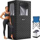 Enhulk Portable Sauna Box for Relaxation, Detoxification, Steam Sauna Tent for Home with 3.0L Steamer, Folding Chair, Remote Control, Doormat, 9 Levels, 2.6' x 2.6' x 5.9', Square