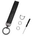 SMLBJUTE Wristlet Keychain, Leather Keychain, Universal Car Key Holder with 360-Degree Swivel, 2 Key Rings, Anti-Lost D-Ring (Black 7inch)