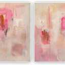 Modern Wall Art Pink Beige Abstract Set of 2 16x24 Inch Unframed 2 Pack